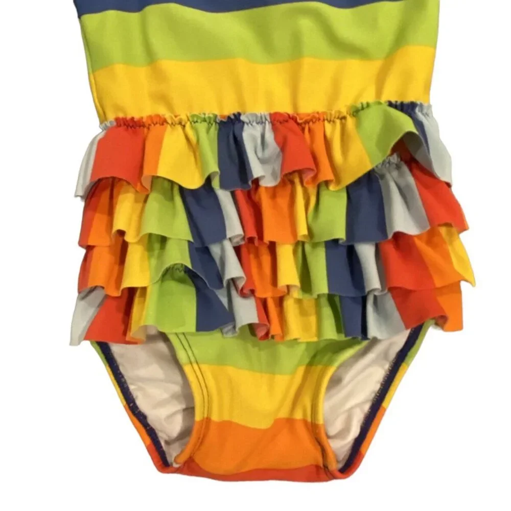 Hanna Andersson Sz 85 (2T) Rainbow Striped Swim Bathing Suit